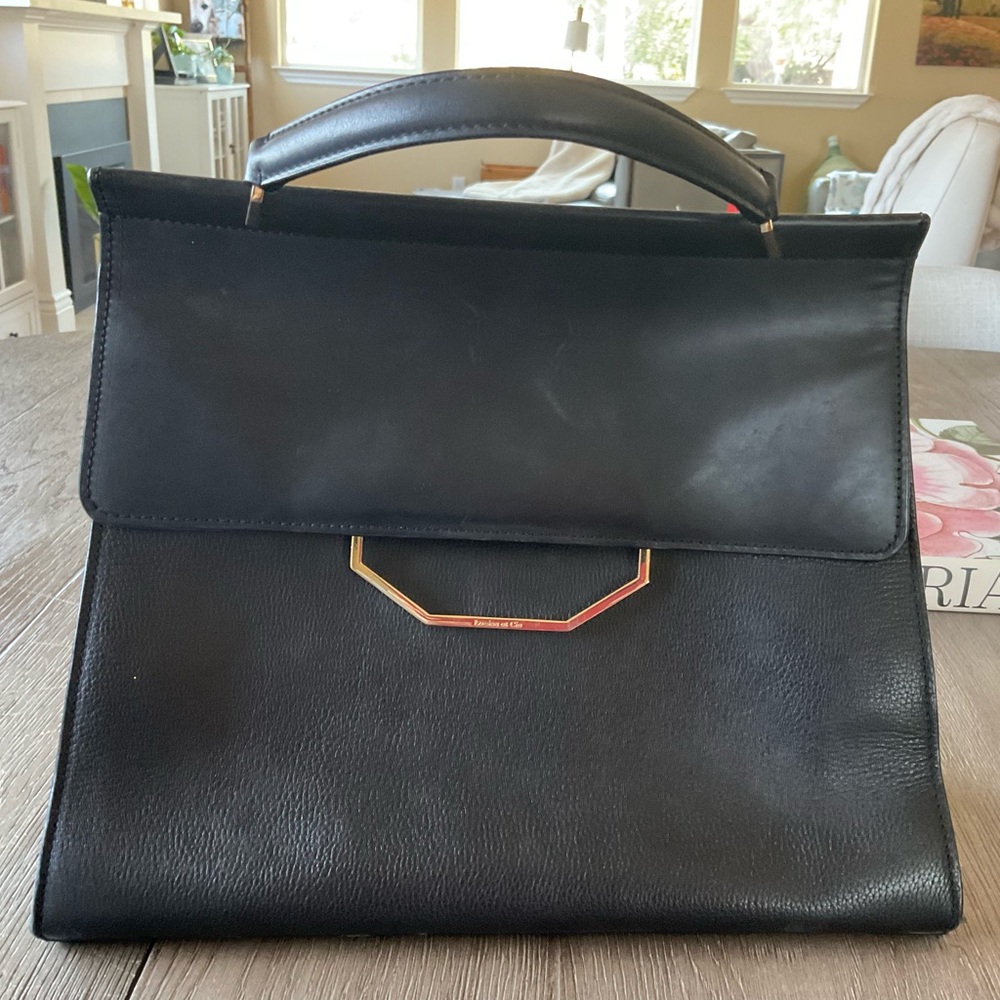 Louise et Cie Black Leather top handle purse